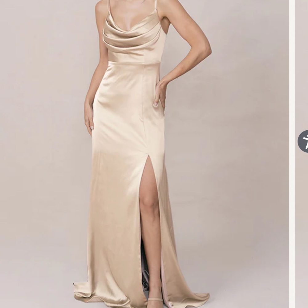 Revelry Elegant Gold  champagne ember Satin Dress